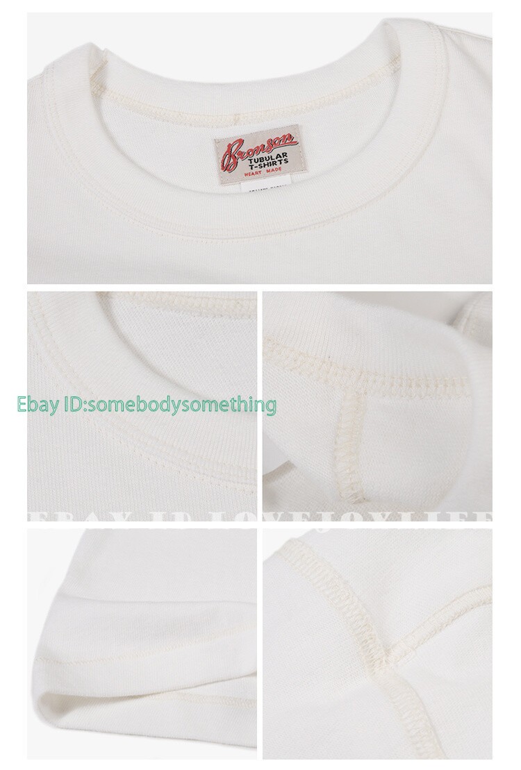 BRONSON Vintage Loopwheel Athletic T-Shirt Men Basic Tee 100% Cotton T