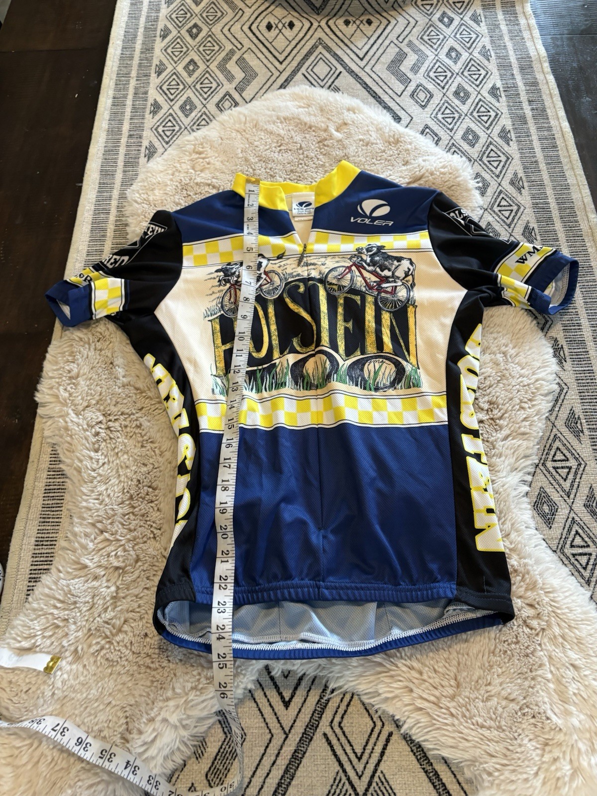 VOLER BIKING SHIRT M Holstein Whimsical Cows Race Set-in “Share The Road “ Top