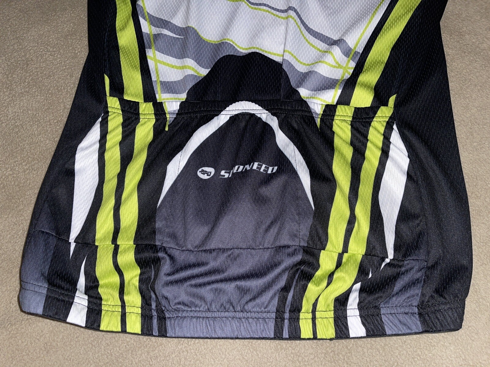 Cycling 2 Pc Set Bib Padded Shorts & Zip Jersey Black Green Sponeed Sz XL/XXL