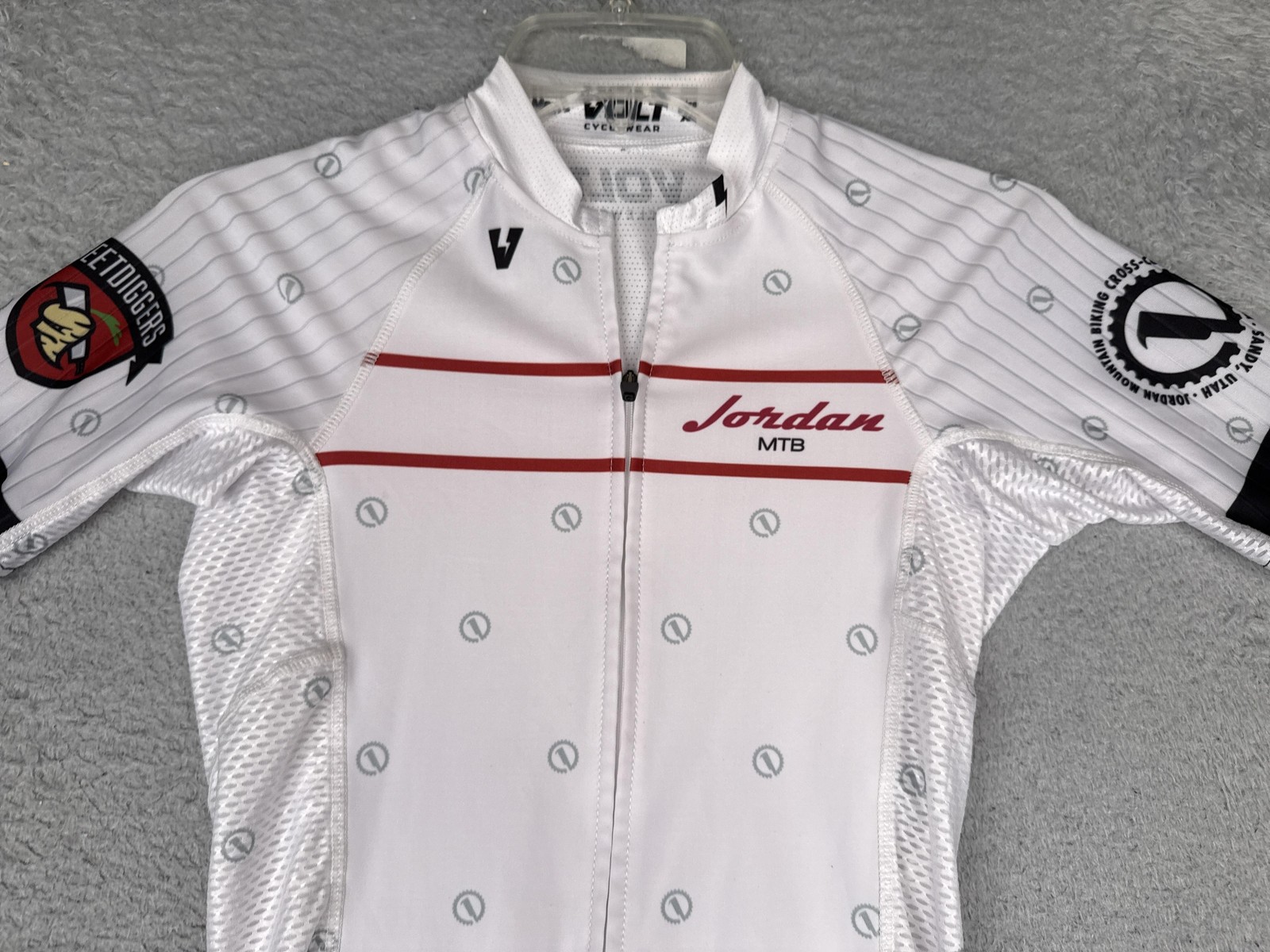 Volt Cycling Jersey Mens XS White Jordan MTB Team Full Zip Short Sleeve Bike