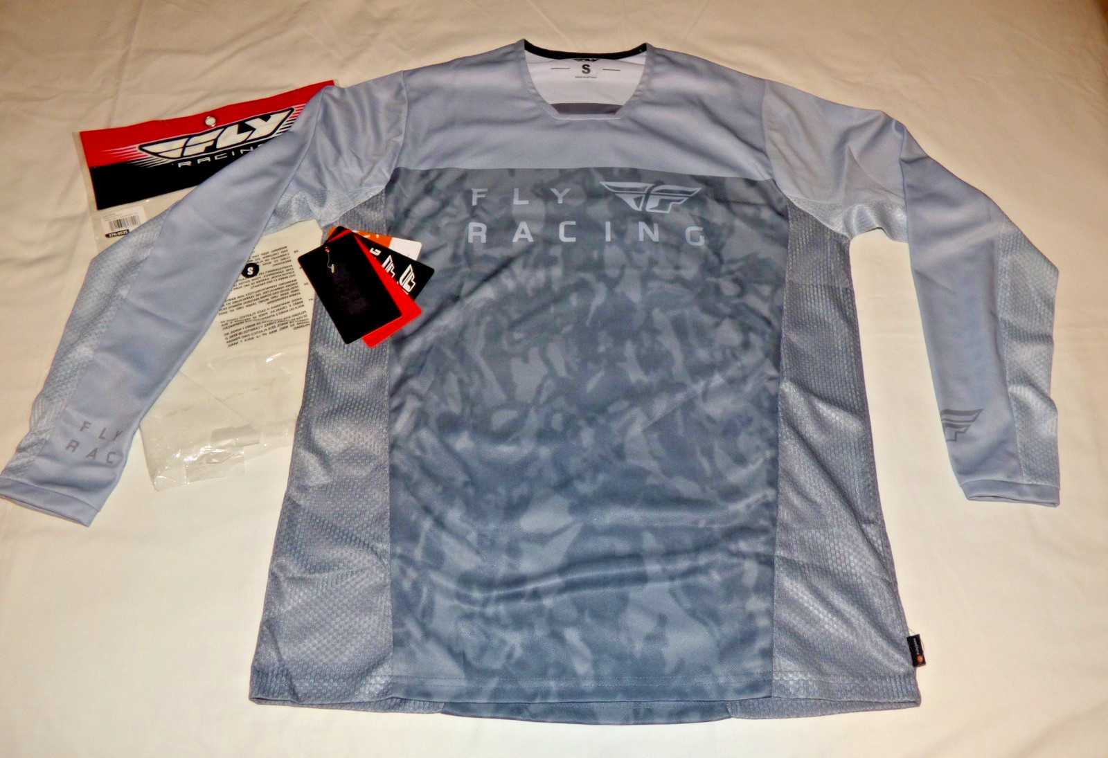 New FLY RACING Adult Small RADIUM Jersey Grey Camo Pro Fit NIP Bicycle Bike