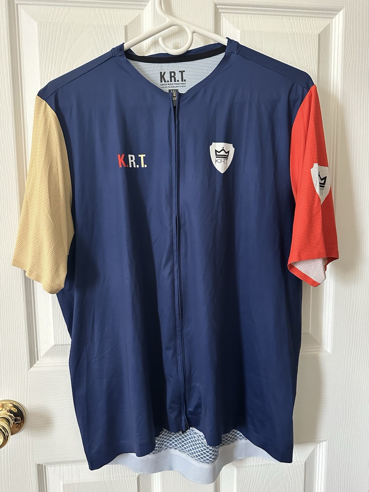KRT Kings Rule Together Cycling Shirt Yellow/Navy/Red Sz 4XL