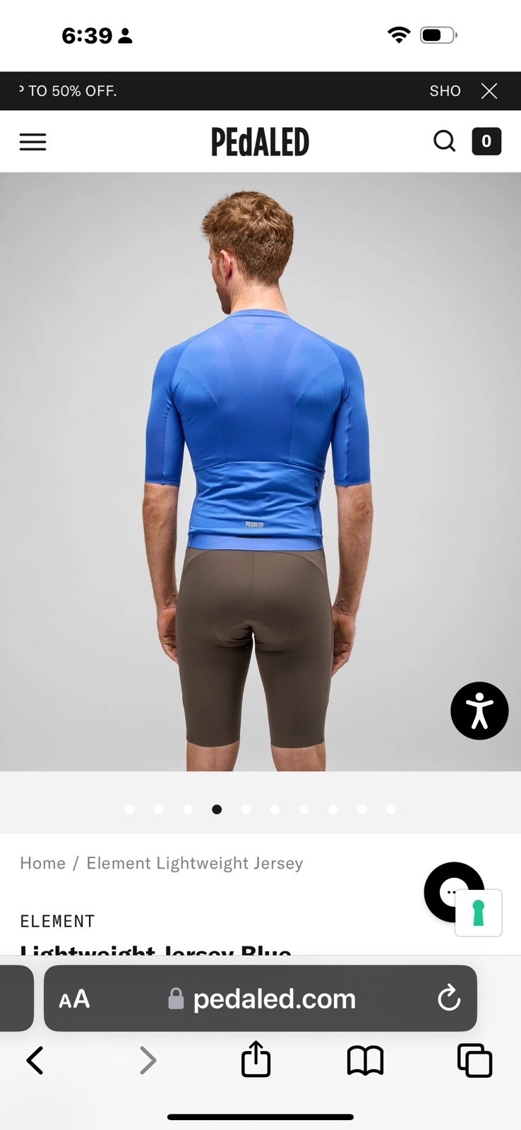 PEdALED Men’s Cycling Jersey Blue Size XXL Element Breathable Slim Reflective