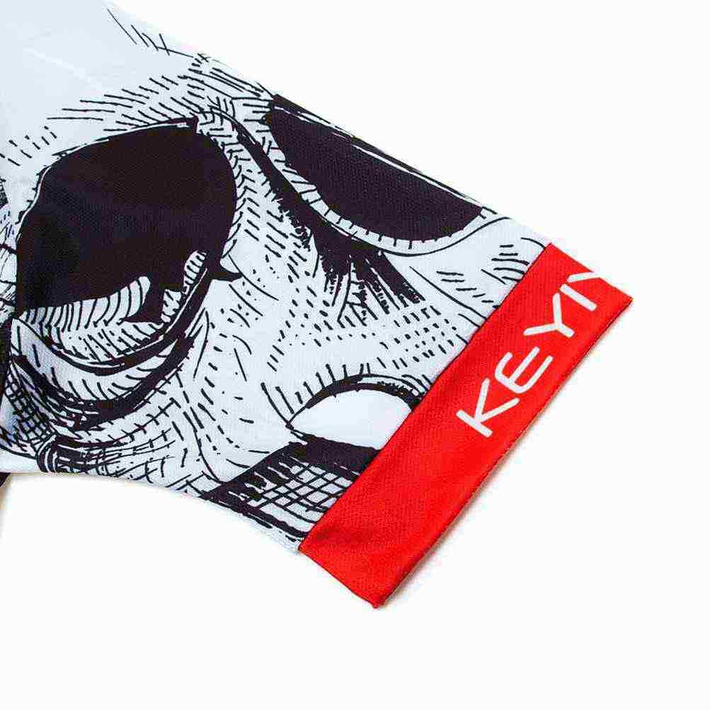 Men’s Skull Cycling Jersey with Zip Pocket Bike Bicycle Jersey Shirt Cycling Top