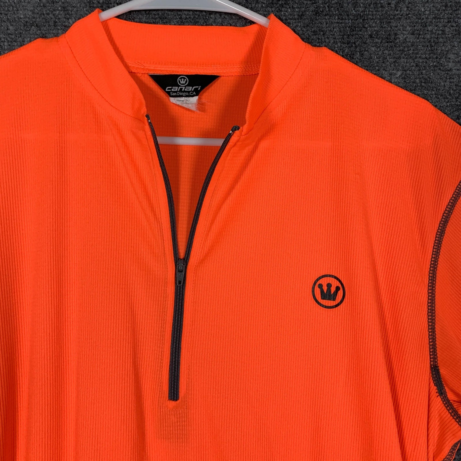Canari Cycling Jersey Mens Medium Orange 1/4 Zip Short Sleeve Hi Vis Performance