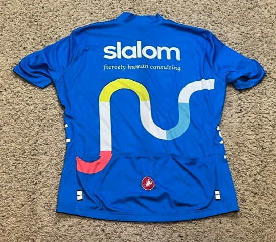 Castelli Men Blue Full Zip Lightweight Cycling Jersey Size 3XL EUC Slalom