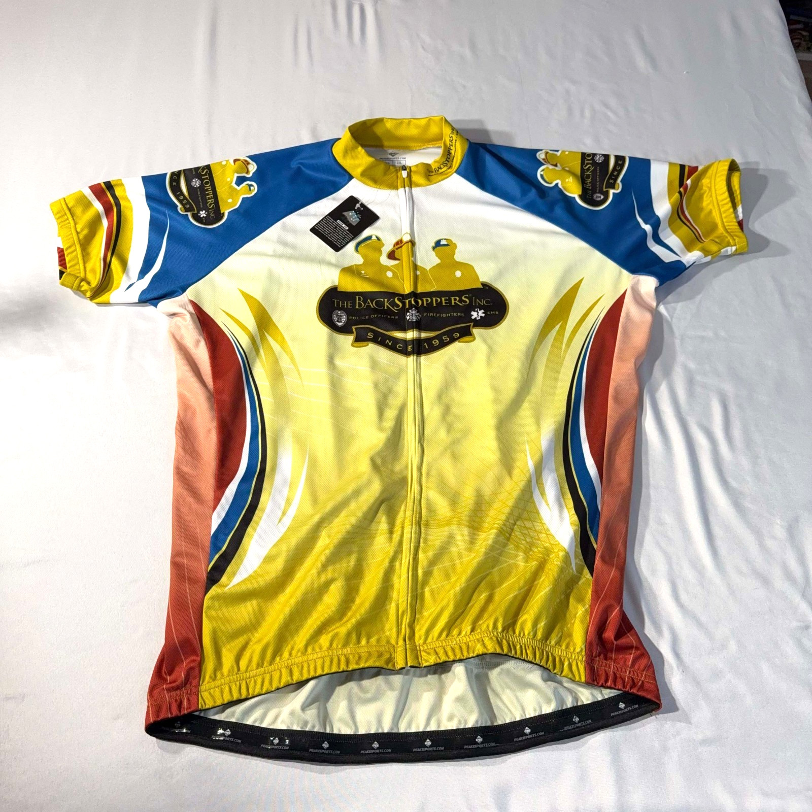 Peak 1 Sports BackStoppers Cycling Jersey Shirt Full Zip Size Mens 2XL NWT