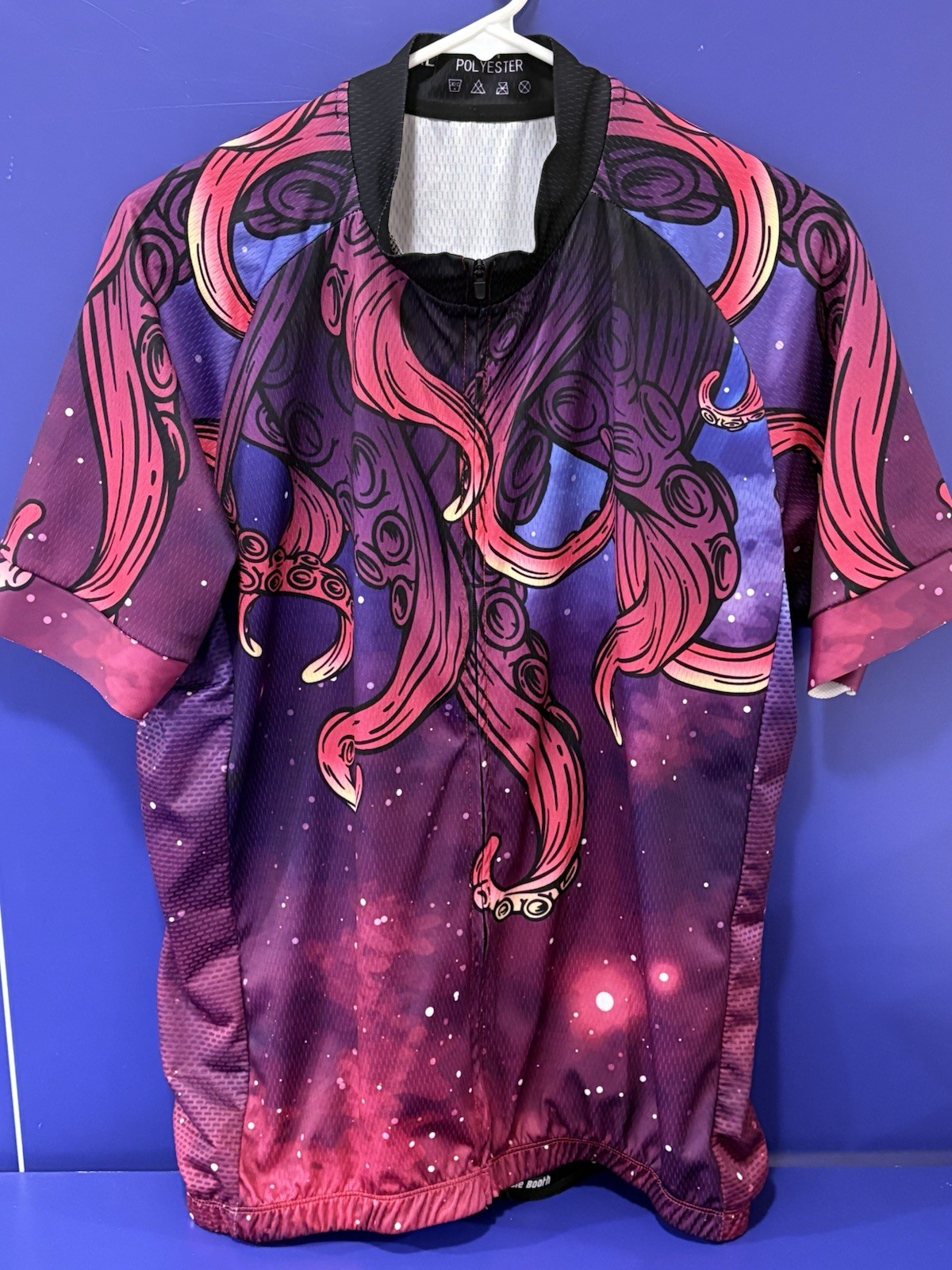 Full Zip Cycling Shirt/Jersey By Bicycle Booth. 100% Polyester, Size XL