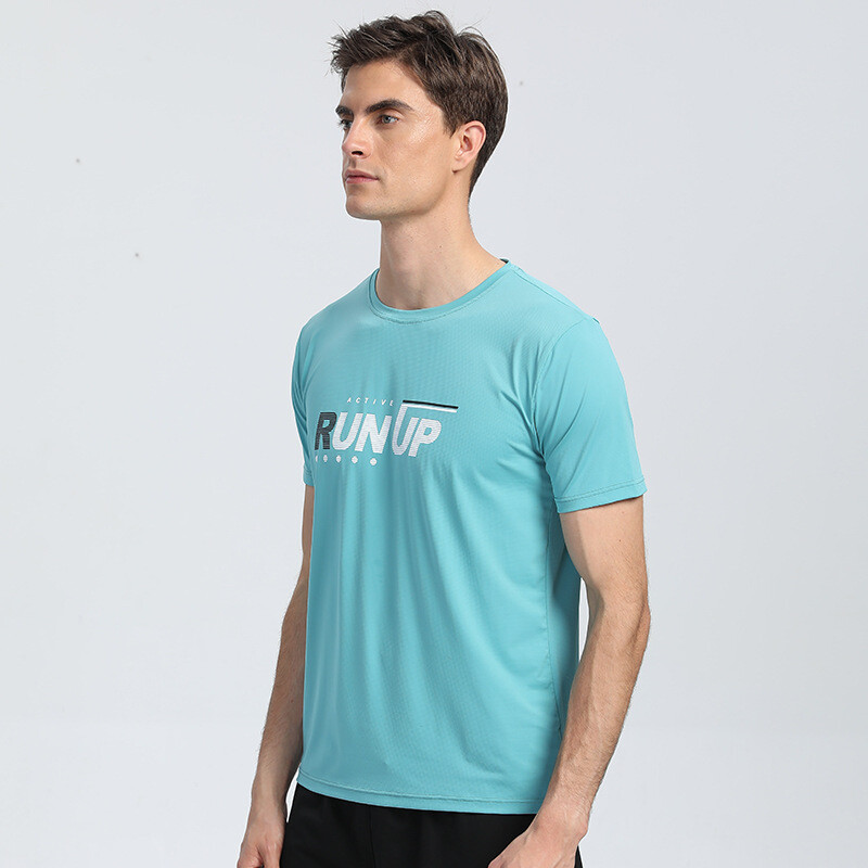 New Fashion Casual Printed Short Sleeve Men’s Round Neck Quick Drying Sports Top