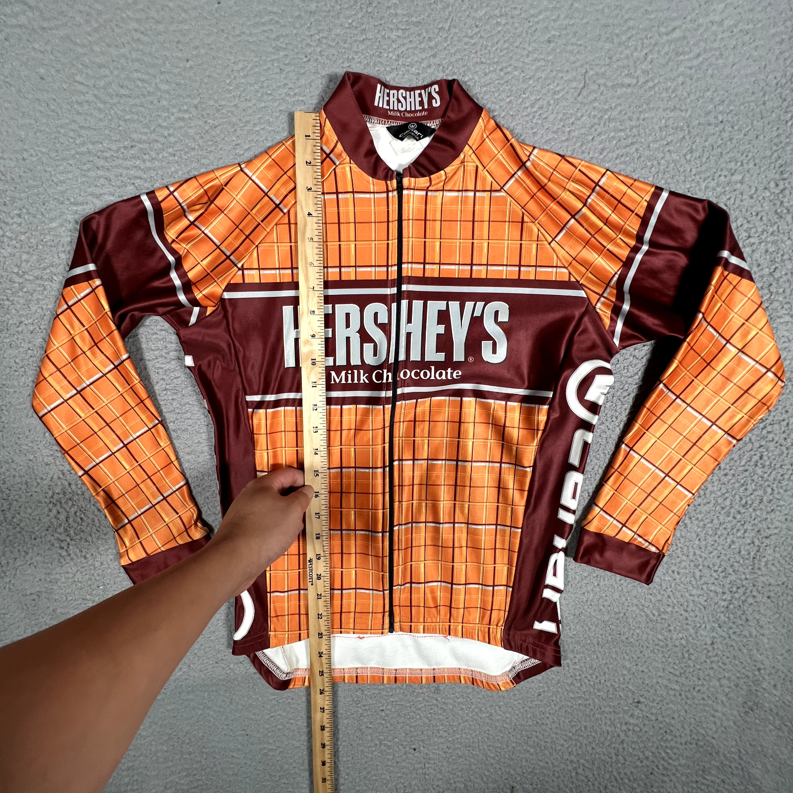 Canari Cycling Jacket Mens Medium Orange Hersheys Chocolate Full Zip Bike Racing