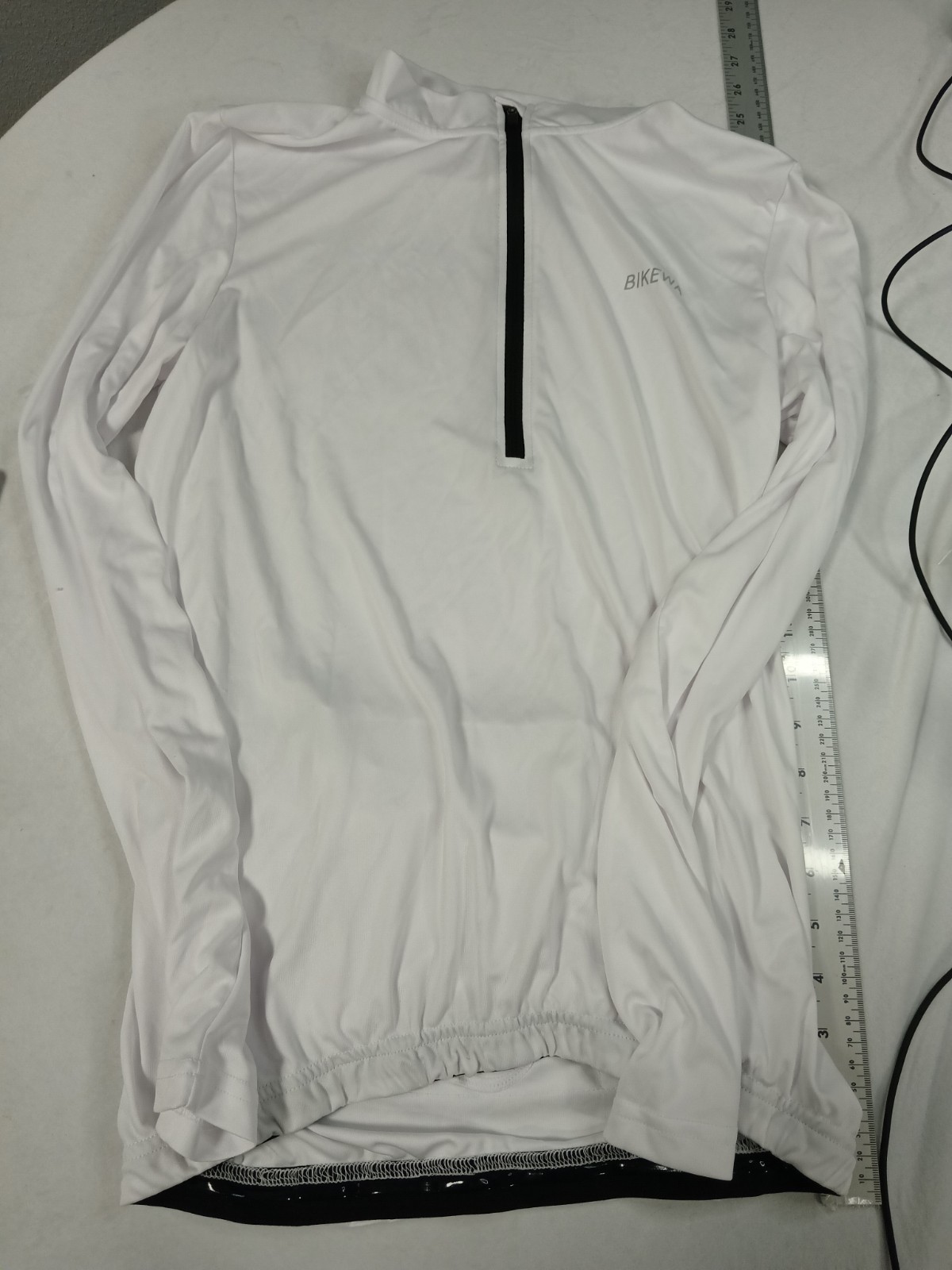 BIKEWA Men’s Cycling Jersey 1/4 Zip Long Sleeve Pockets White/Black S