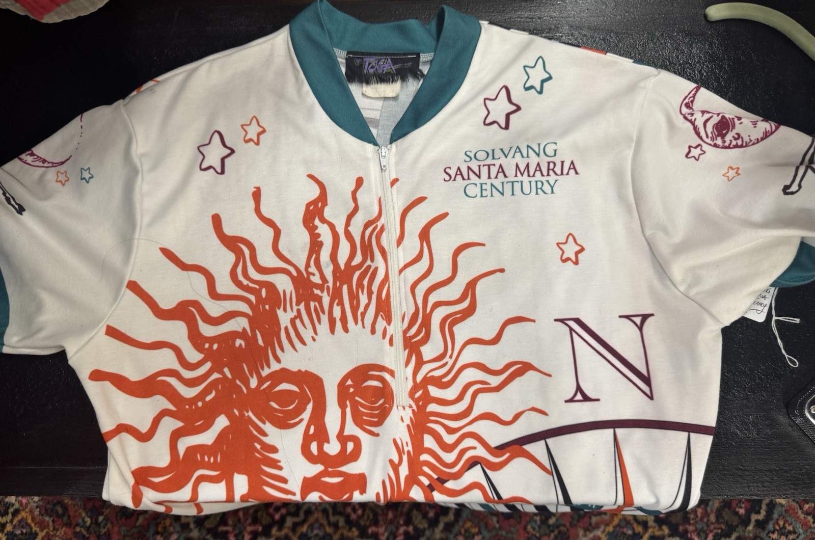 Vintage Solvang Santa Maria Century CYCLING JERSEY RACING Sun Compass Lion M/L