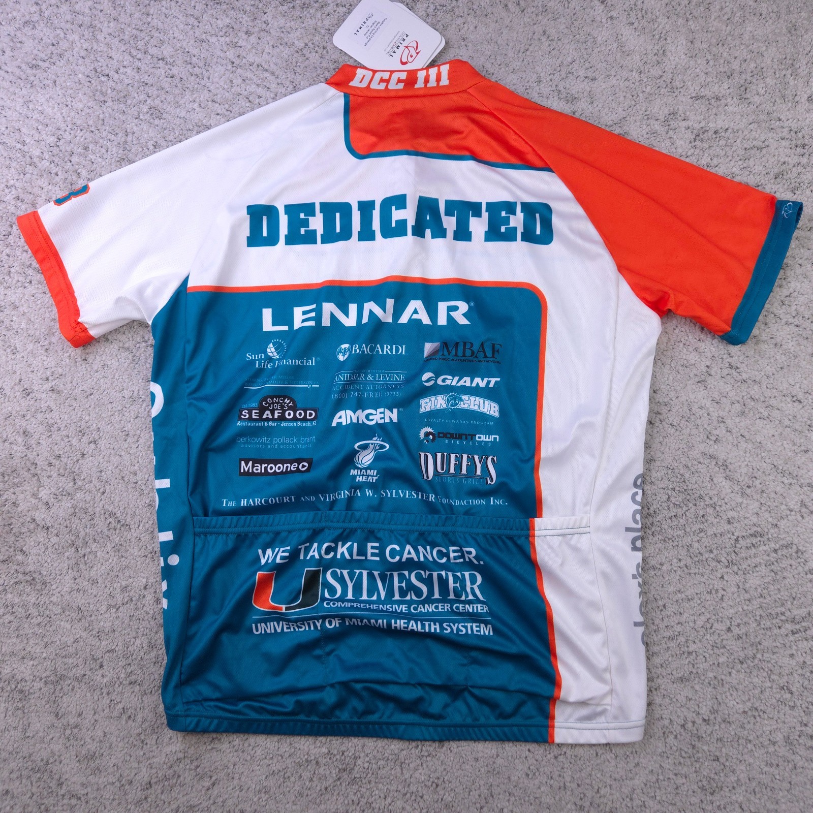 Primal Miami Dolphins Cycling Jersey Mens XL 3/4 Zip Cycling Challenge III NWT