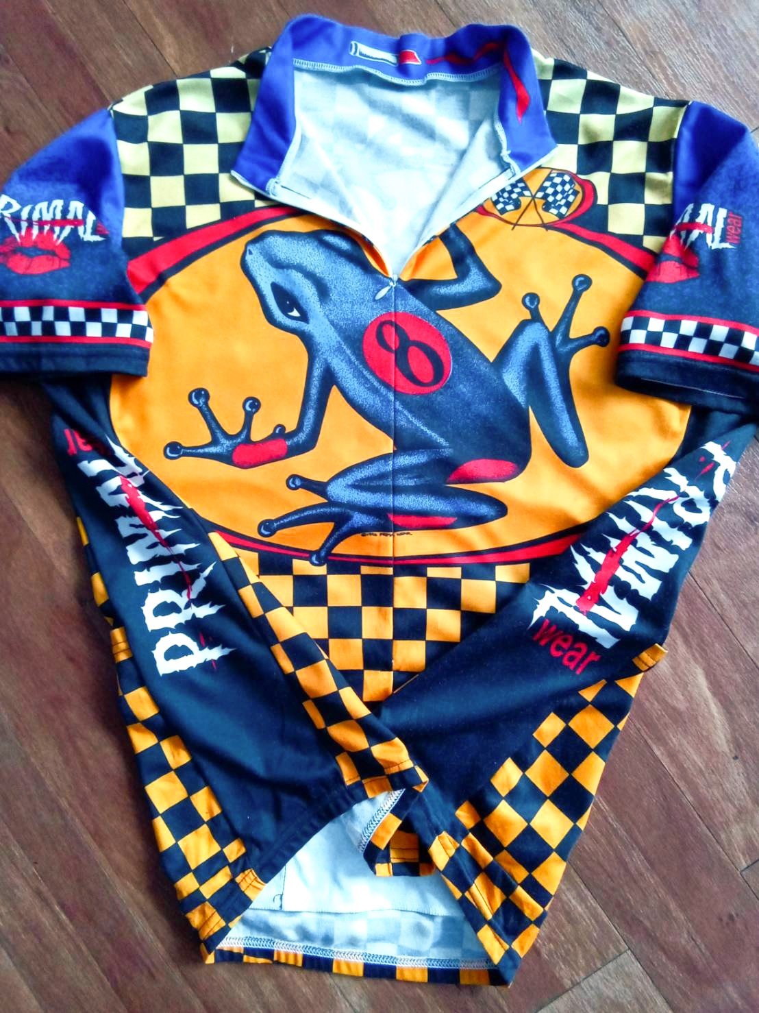 RARE VTG 1996 PRIMAL Wear USA “Poison Dart Frog #8” Cycling Jersey — (fits XL)