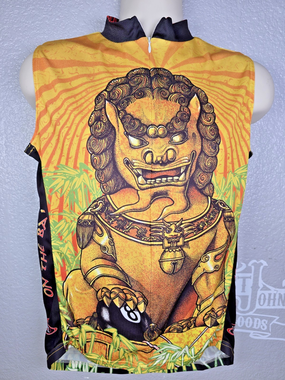 Primal Foo Dog On The Ball Cycling Jersey Shirt Men’s L No sleeve Back Pocket