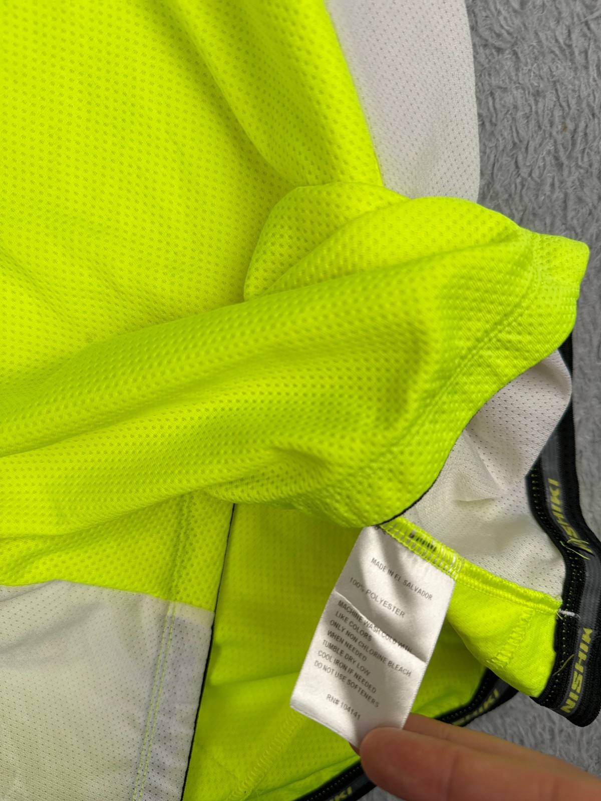 Nishiki Cycling Jersey Adult Large Yellow White 1/4 Zip 100% Polyester Pockets