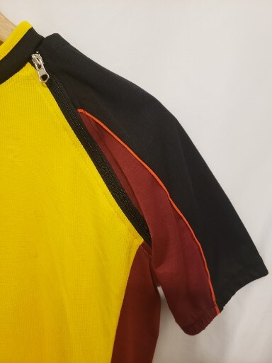 Seek The Label Cycling Jersey Women Small Yellow Maroon Removable Sleeve 1/4 Zip