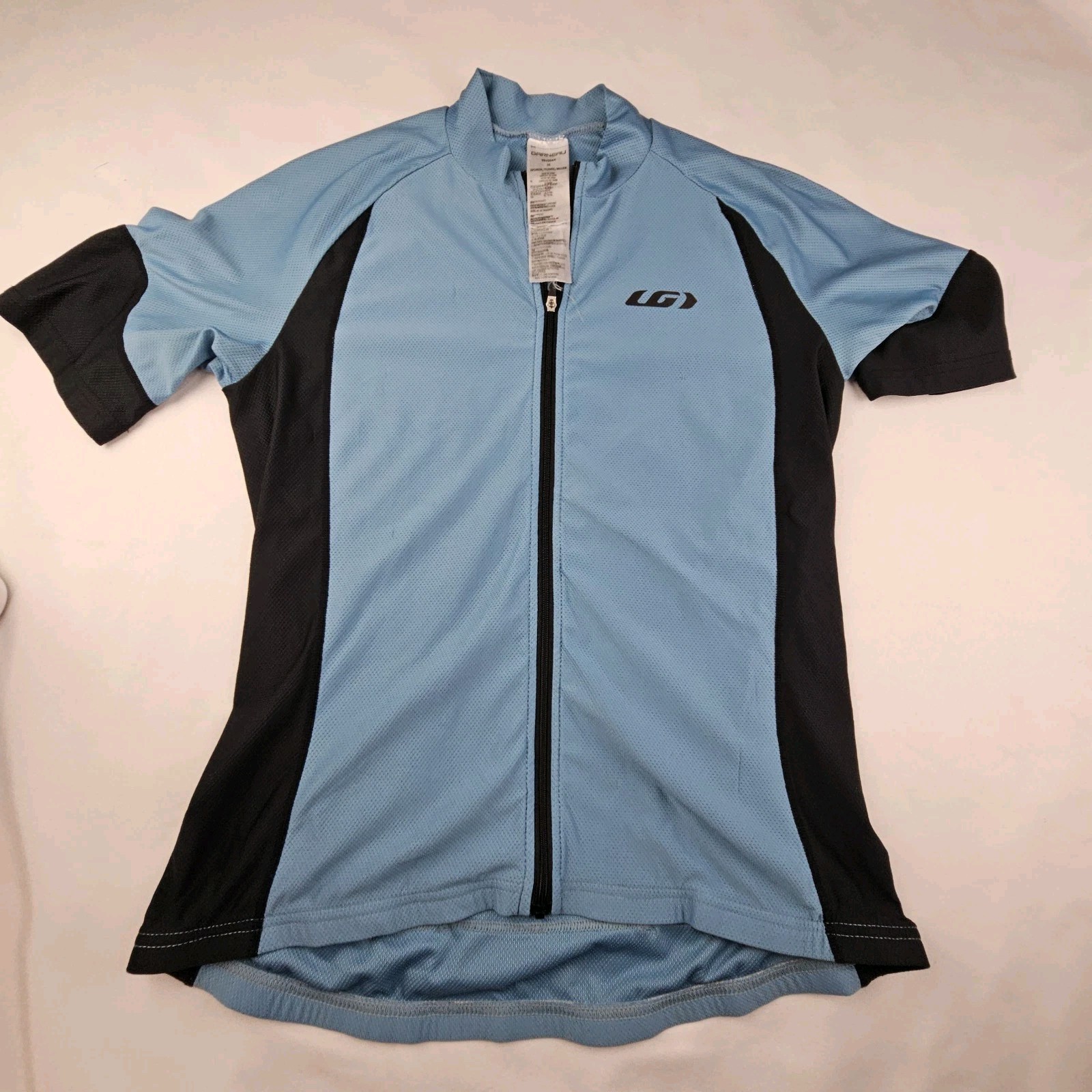 Louis Garneau Womens Med Cycling Jersey Full Zip Front 3 Pocket Back Blue/Black