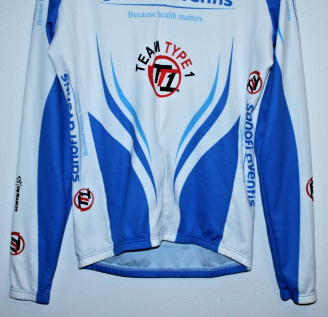 Team Type 1 Long Sleeve Cycling Jersey Medium Rear Pockets 42″ Chest 23/27″ T2B~
