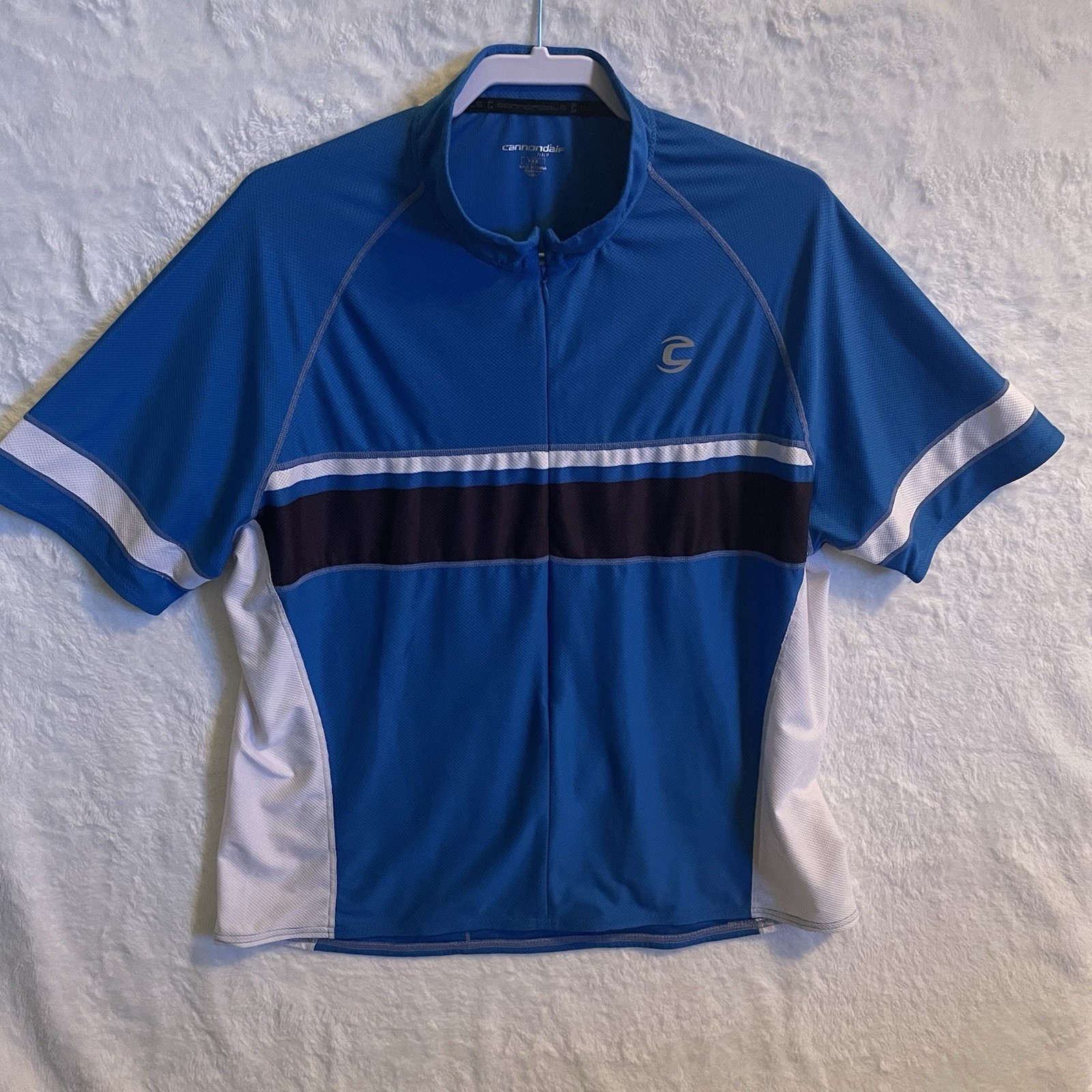 Cannondale Men’s Size 3X Blue Striped Cycling Jersey Pockets 3/4 Zip