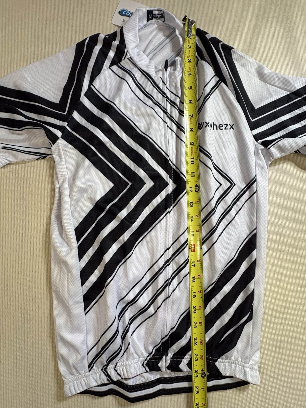 Wxyhezx Cycling Jersey Black White Size Medium Full Zipper Geometric Shapes