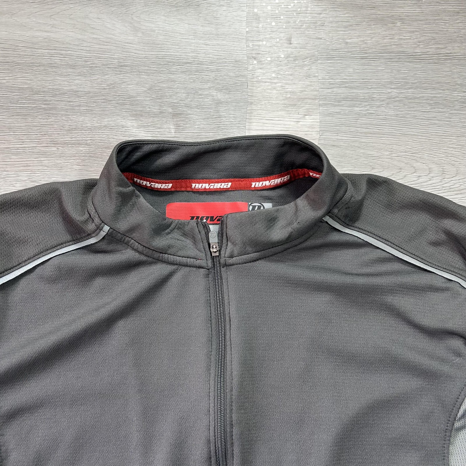 Novara Cycling Jersey Mens Large Gray 1/4 Zip Pockets Reflective Bike Shirt