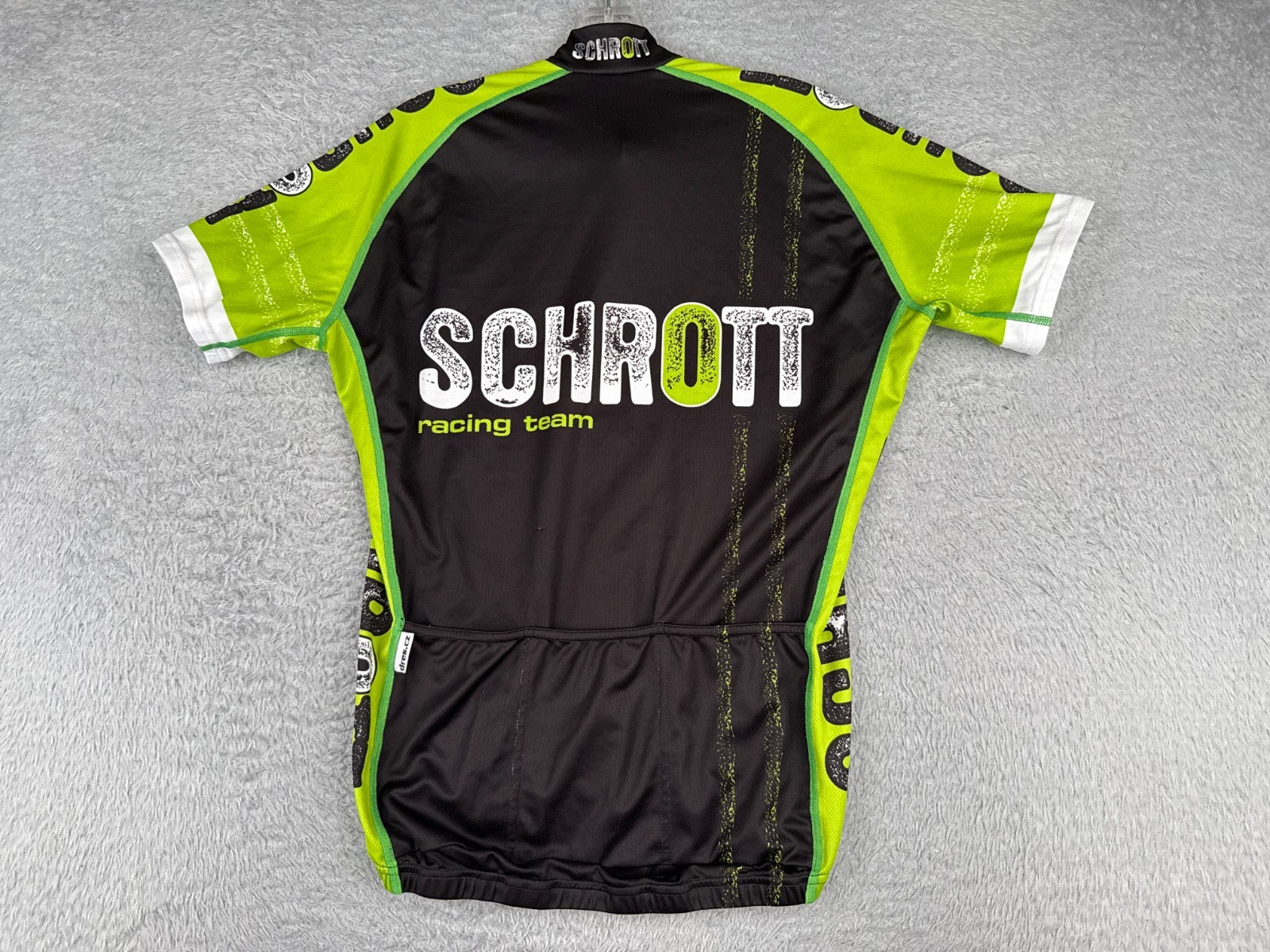 Schrott Cycling Jersey Adult Medium Green Black Full Zip Racing Team Polyester
