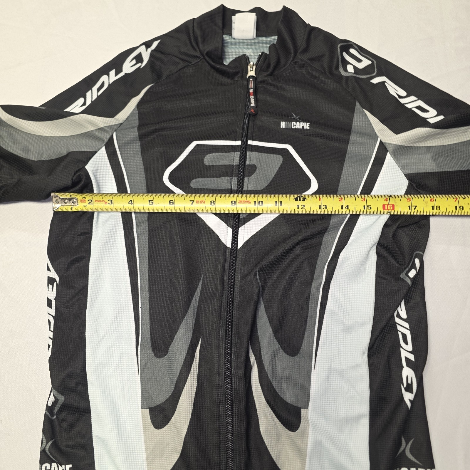 Hincapie Ridley Short Sleeve Cycling Jersey Black Gray White Mens Size XL