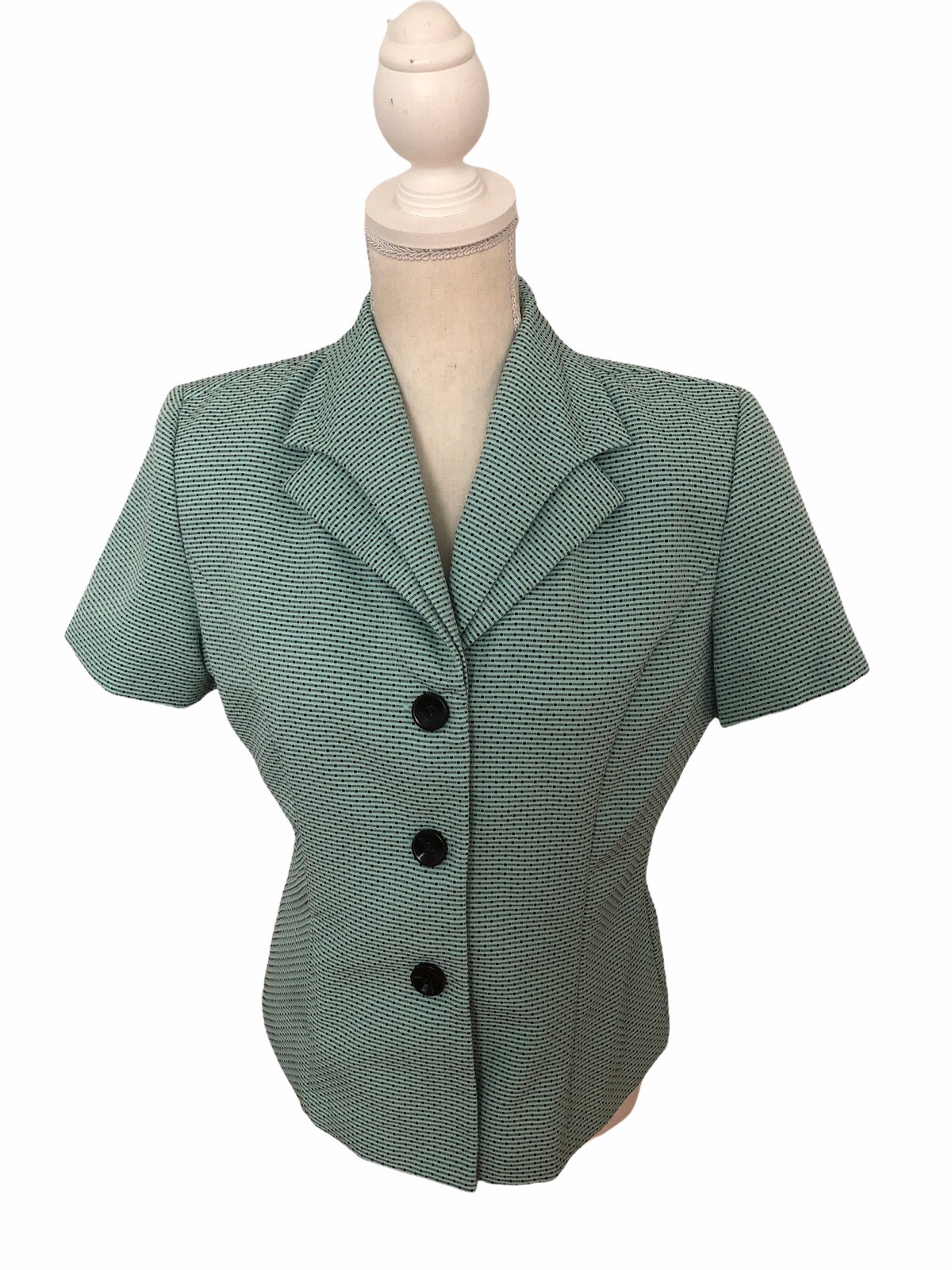 Danny & Nicole Woman Top Collared Button Front Short Sleeve 10P Padded Shoulder
