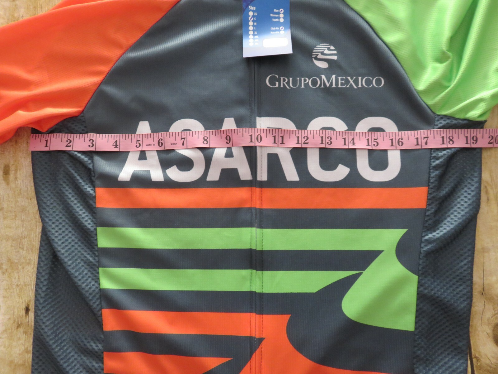 ASARCO Grupo Mexico Bicycle Jersey Miners Multi Color Full Front Zip Club Fit S
