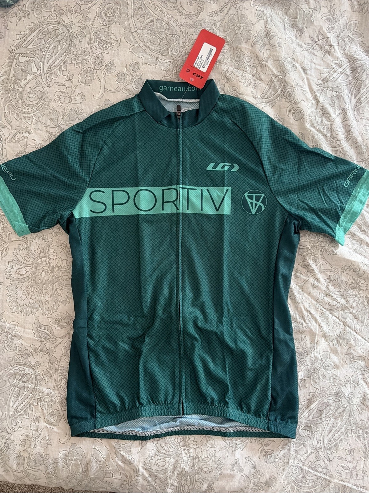 NWT! Men’s XS LOUIS GARNEAU Full Zip Short Sleeve Cycling Sportiv Jersey Green