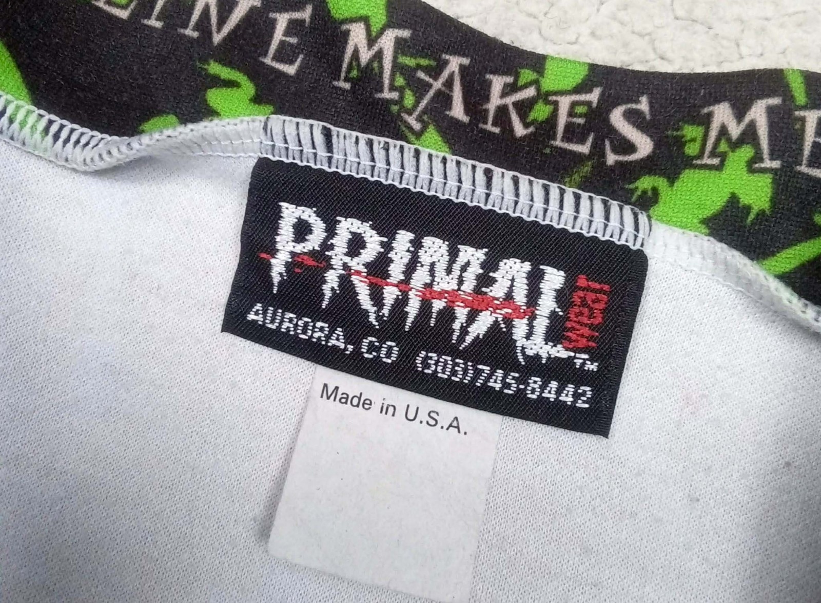 VTG 1999 Primal Wear “Easy Rider” Frog Cycling Jersey Caffeine Makes Me Jumpy XL