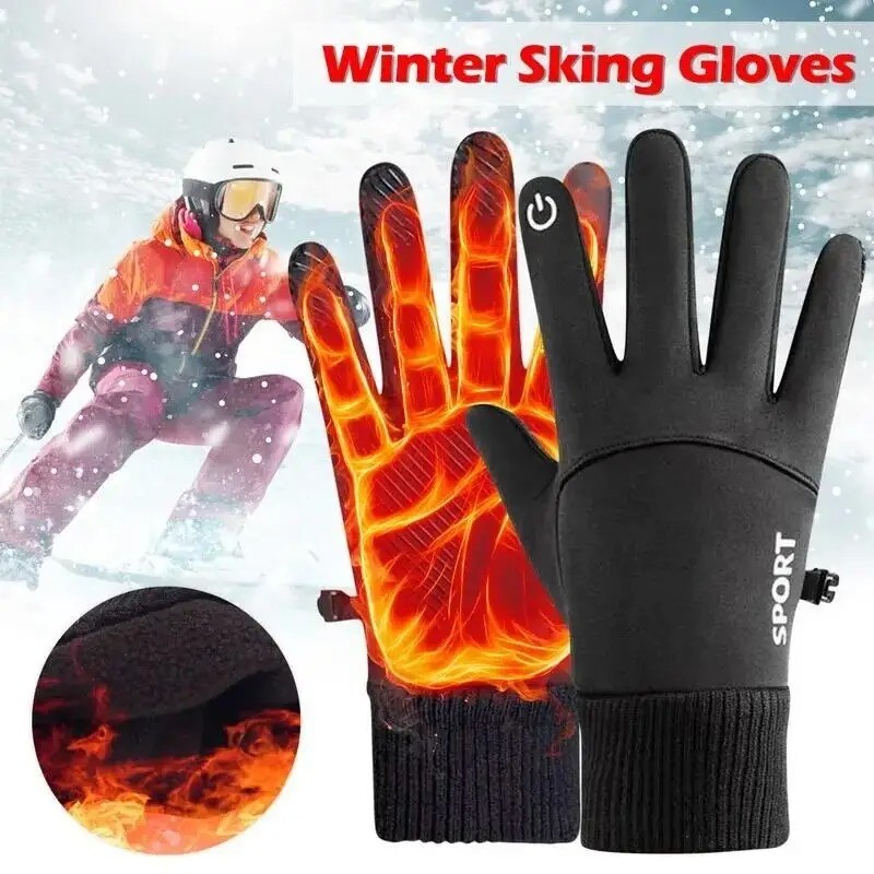 Black Winter Warm Full Fingers WaterproofCycling Outdoor Sports RunningMotorcyle