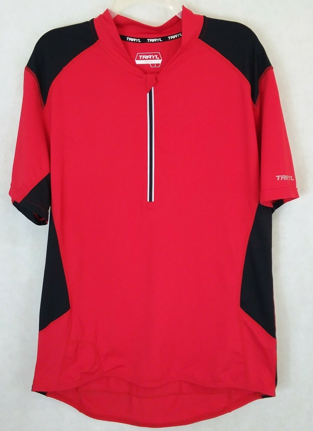TRAYL 1/2 zip Cycling Jersey Mens Large Red/Black EUC