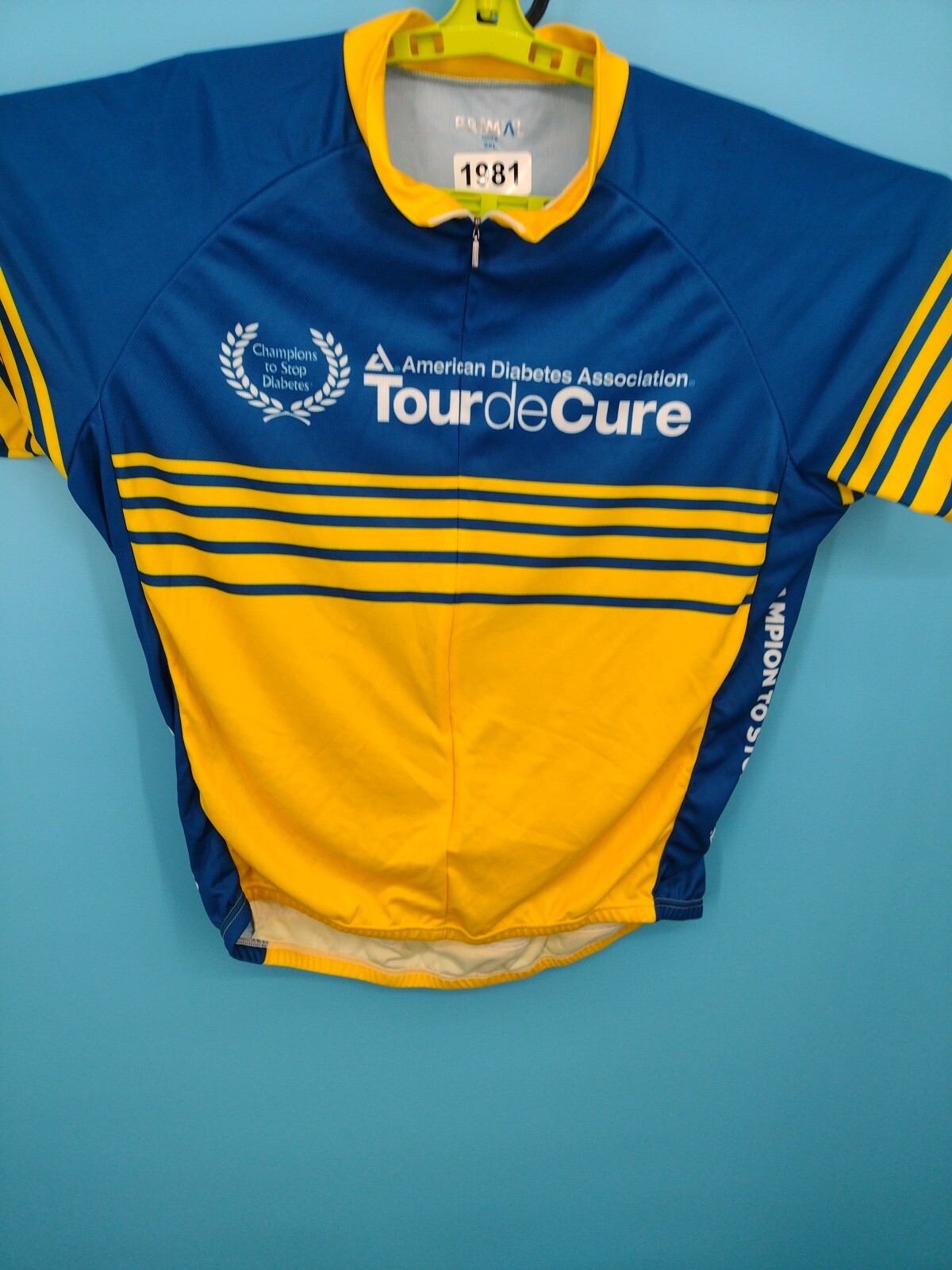 Primal Cycling Jersey 2XL Yellow Blue Bicycle Champion Diabetes Graphic AOP Mens