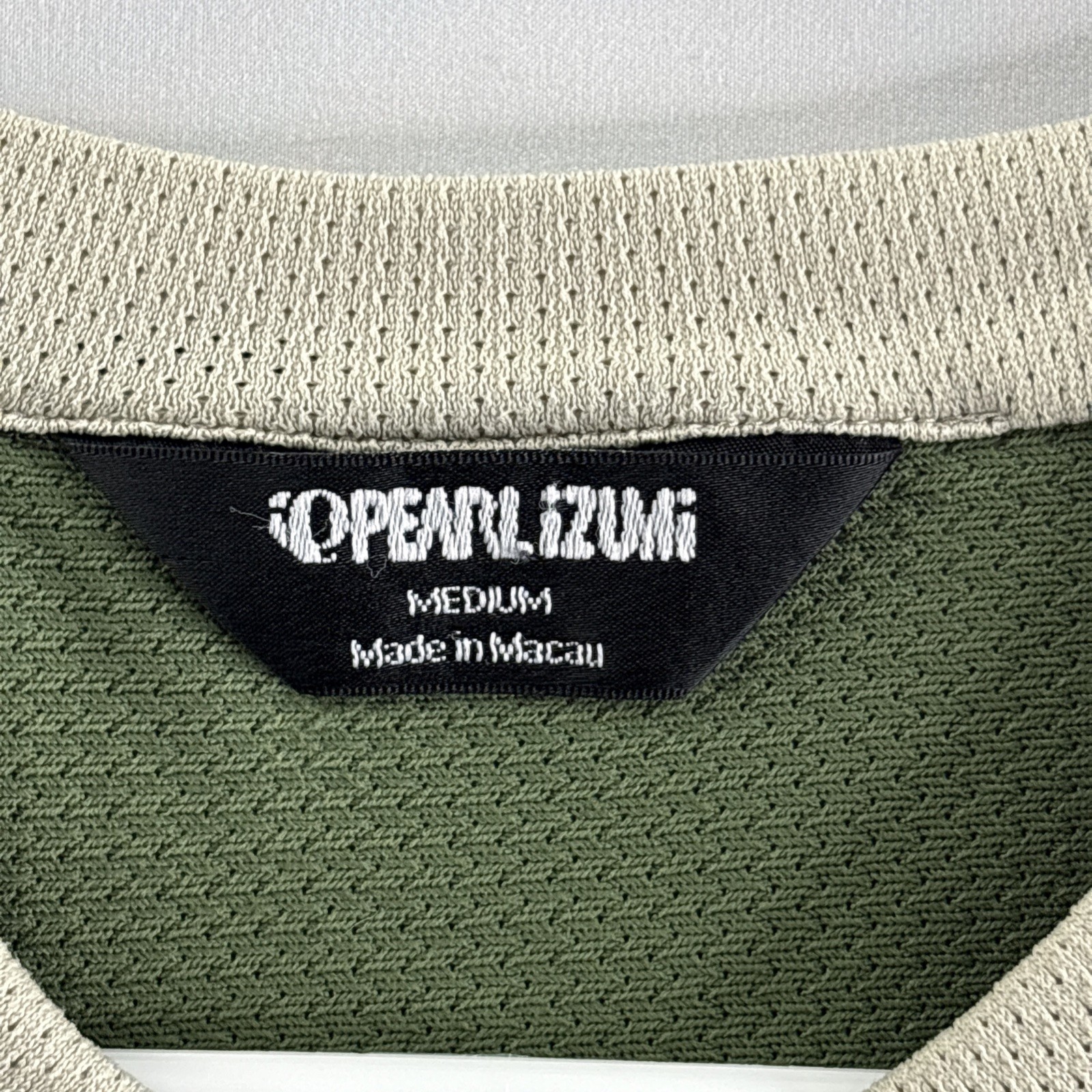 Pearl Izumi Men’s Medium Green Tan 1/4 Zip S/S Mountain Gravel Biking Jersey