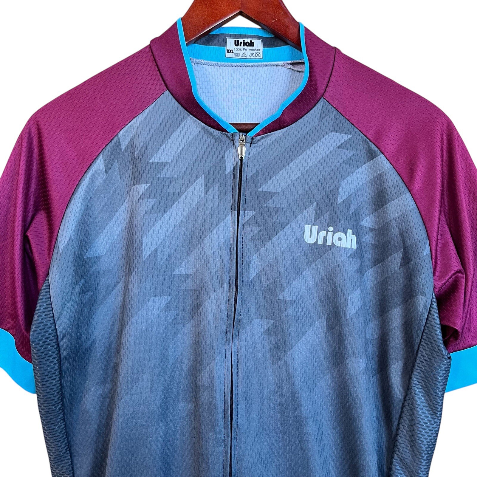 Uriah Cycling Jersey Womens XXL Gray Maroon FullZip Bicycle Racing Workout Shirt