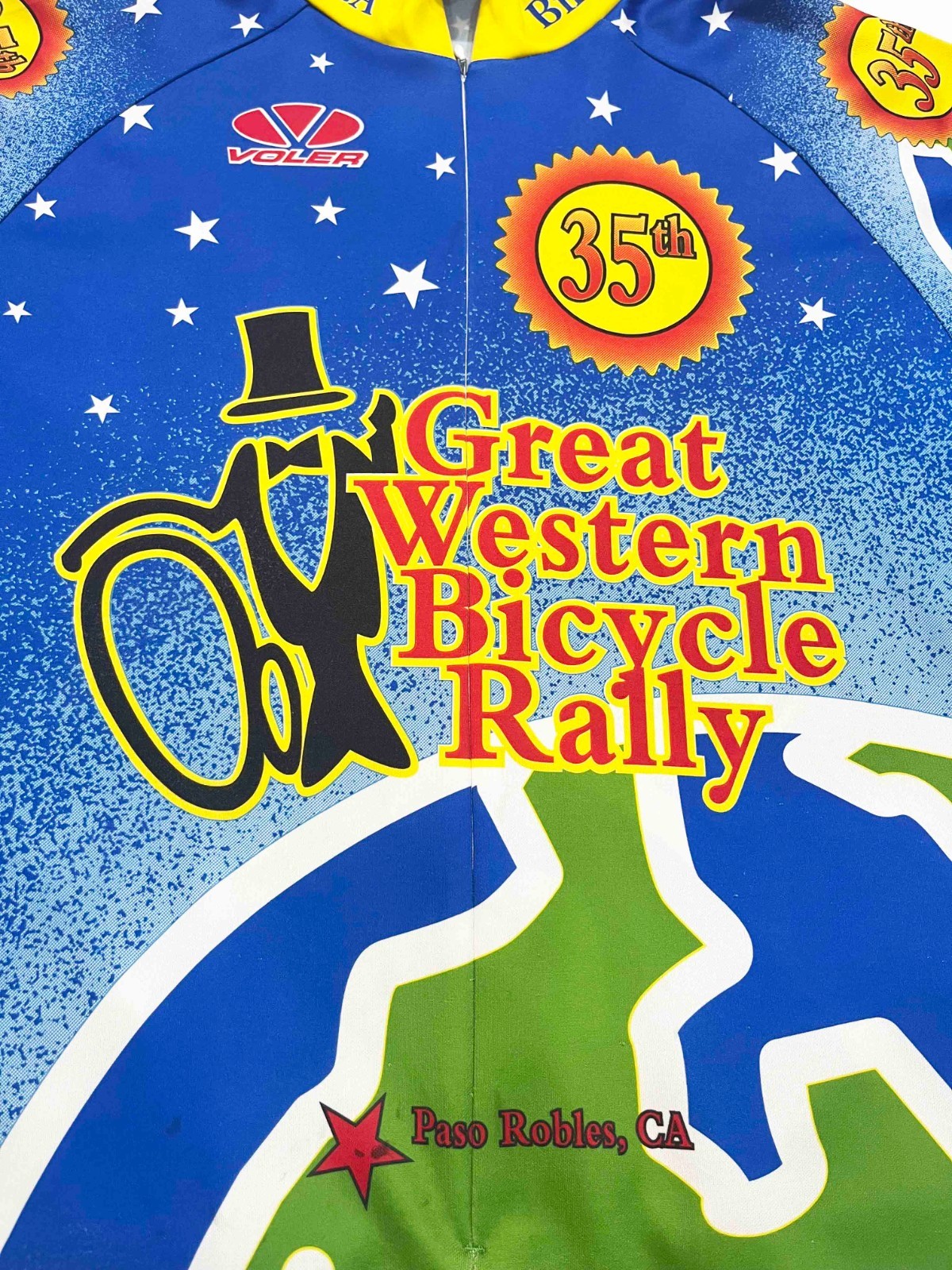 Voler 35th Great Western Bicycle Rally Full Zip Cycling Jersey Bike Shirt L USA