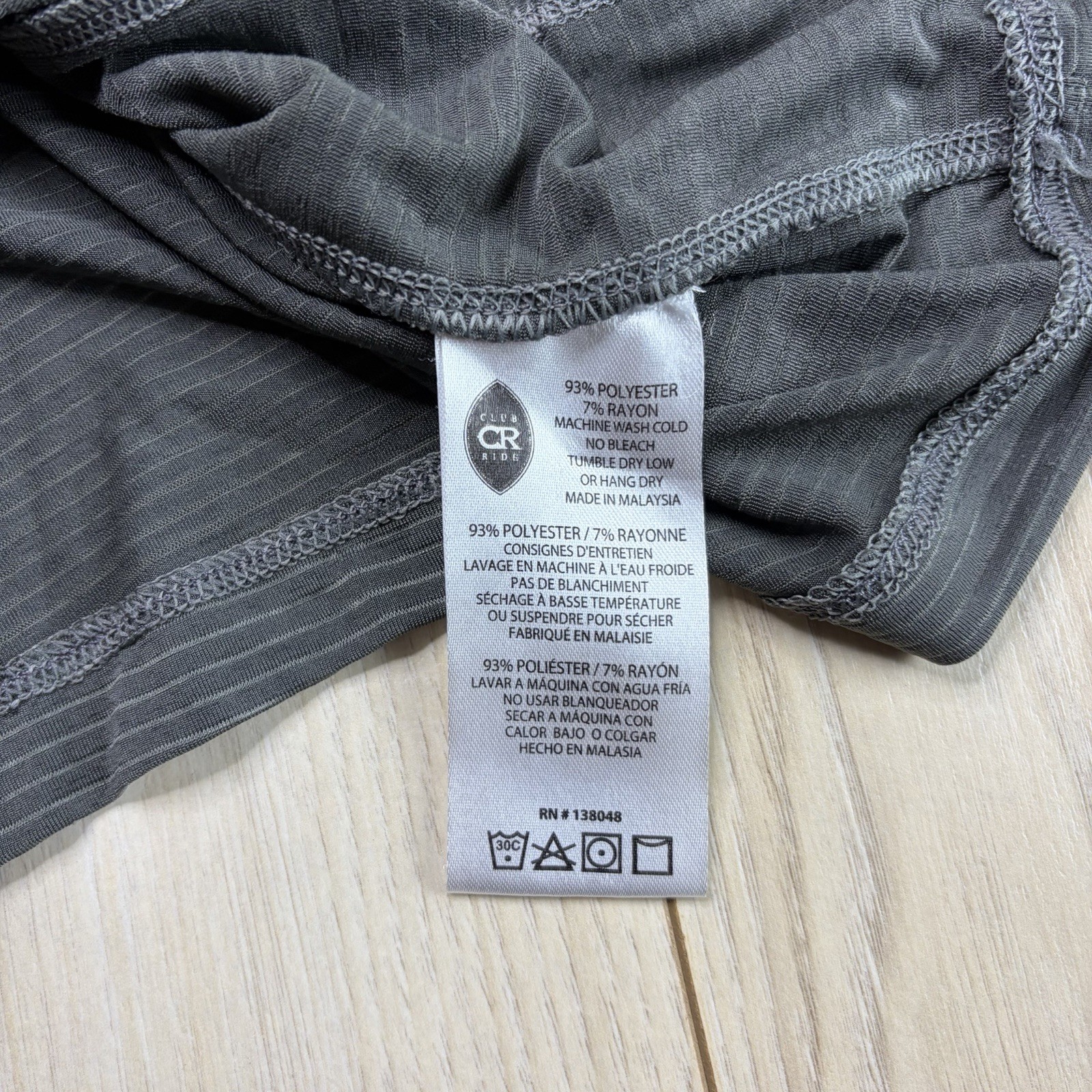 Club Ride Cycling Shirt Men Large Gray Polo 1/4 Zip Stretch Performance MTB Spin