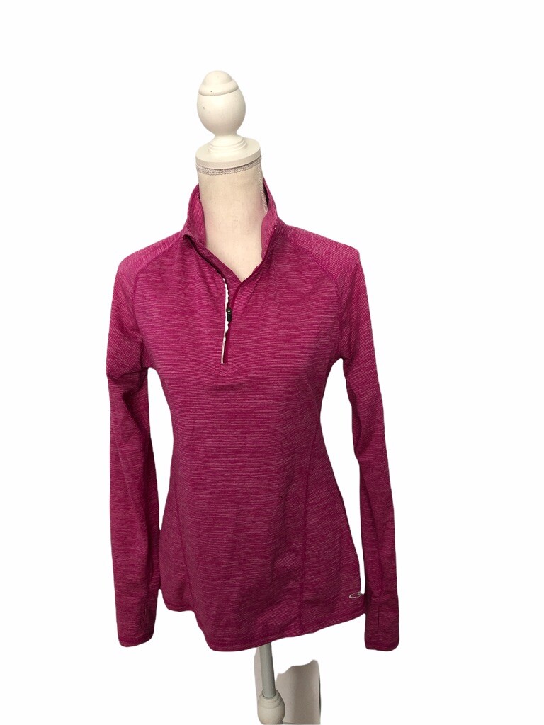 Champion Duo-Dry women Size SP Pink 1/2 Zipper Front High Neck Tee Long Sleeve
