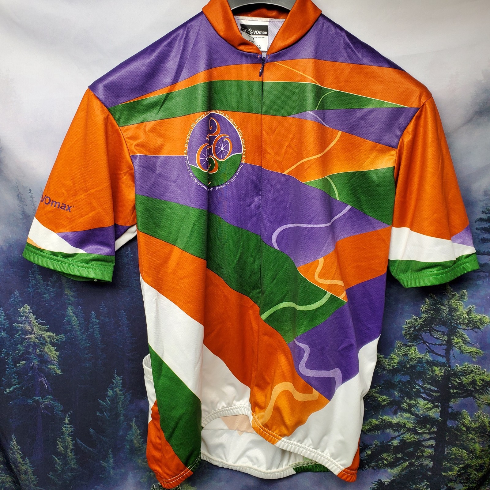 Vomax Size Large Short Sleeve Cycling Jersey Shirt Indiana Hilly Hundred Vintage