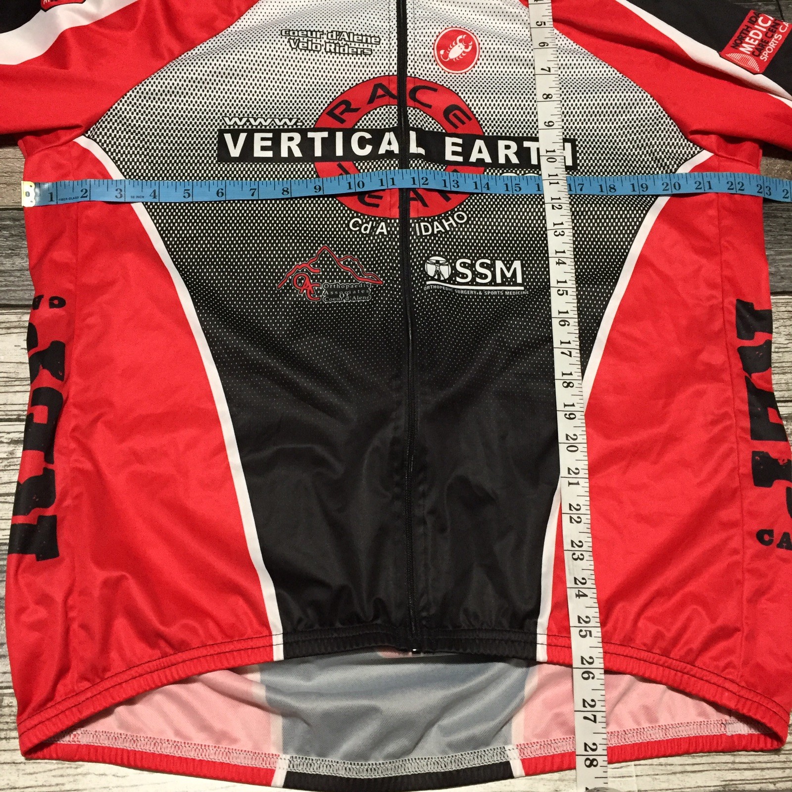 Castelli Cycling Top Full Zip Up Top Men’s XXL Black Red White Polyester