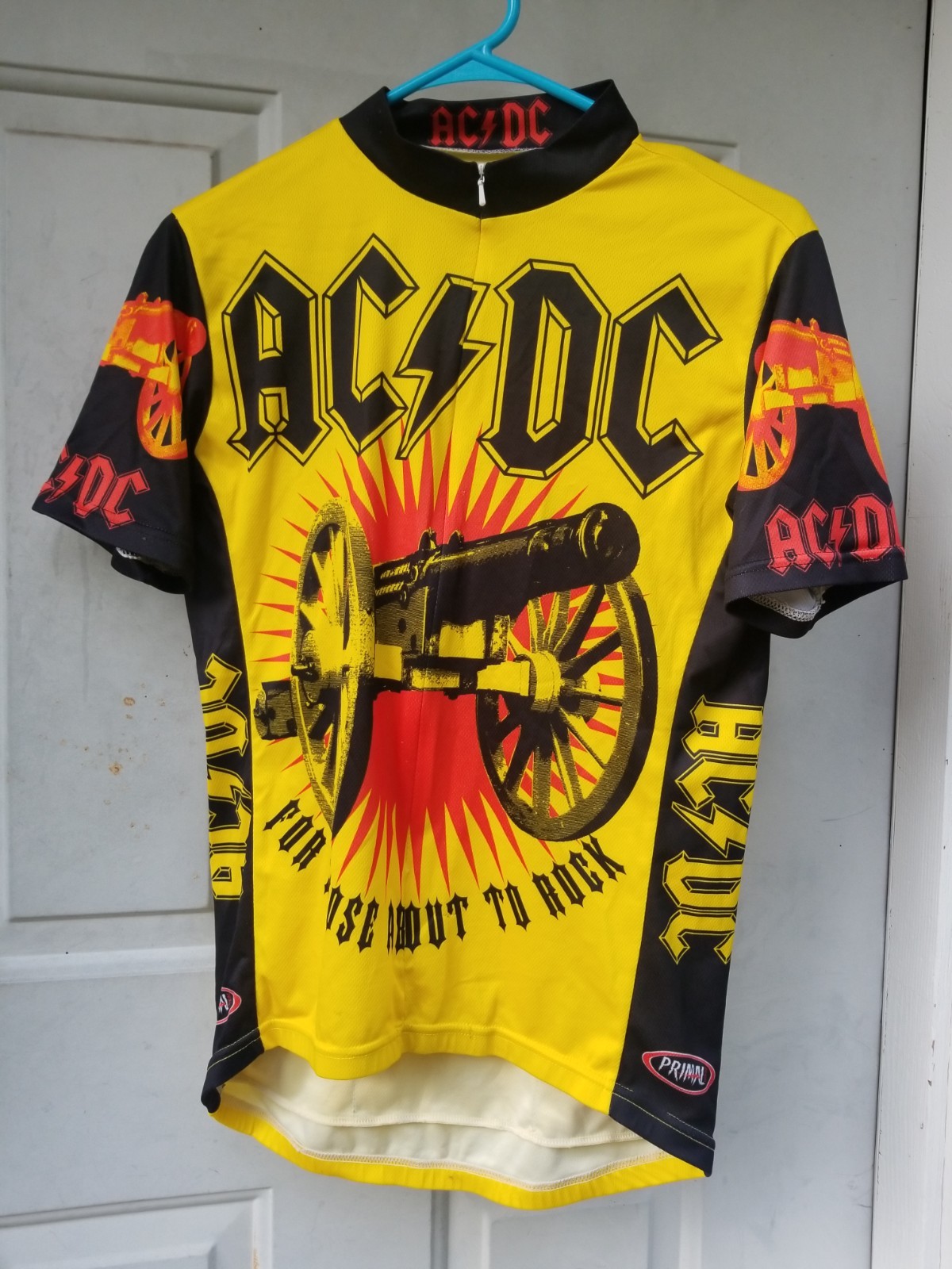 Vintage AC/DC Primal Wear Men’s Bicycle Cycling Jersey 80s Rock Band Spellout S