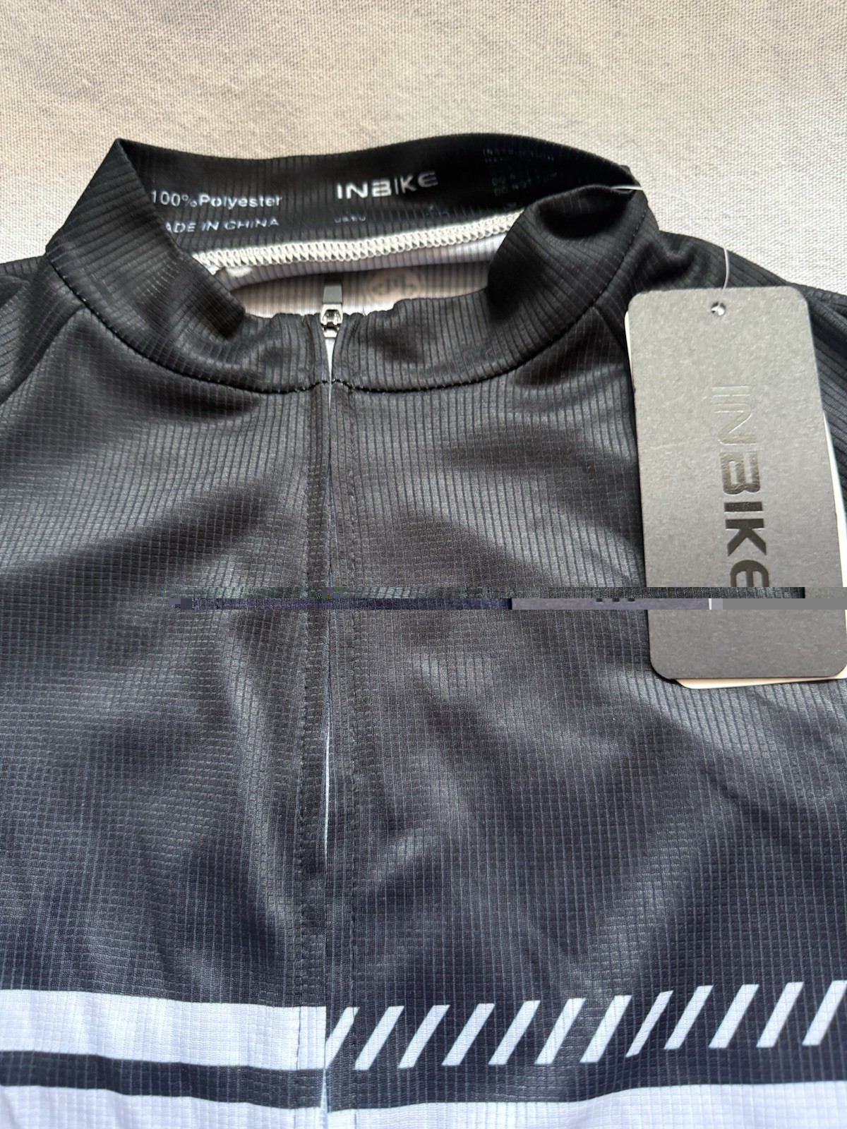 INBIKE IM319 Cycling Jersey Full Zip Pockets 100% Polyester Black/White L/XL