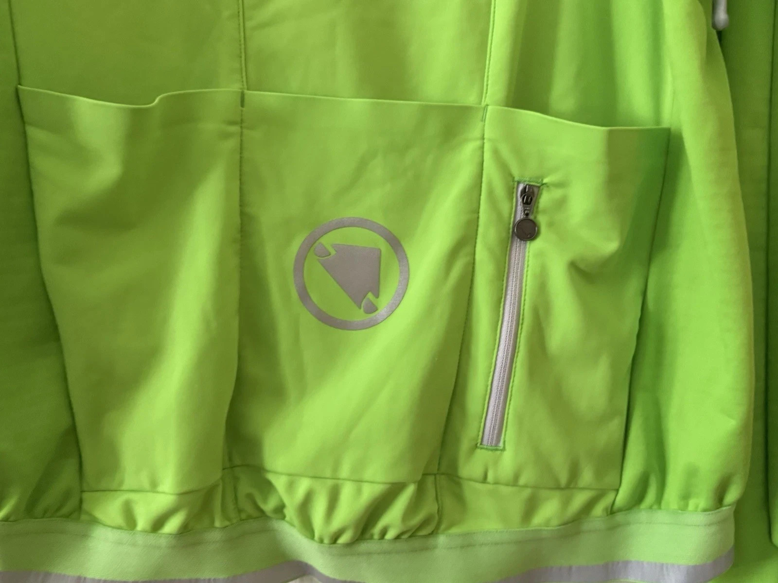 Endura Cycling Jersey Bicycle Long Sleeve Full Zip Neon Green Reflector Men L