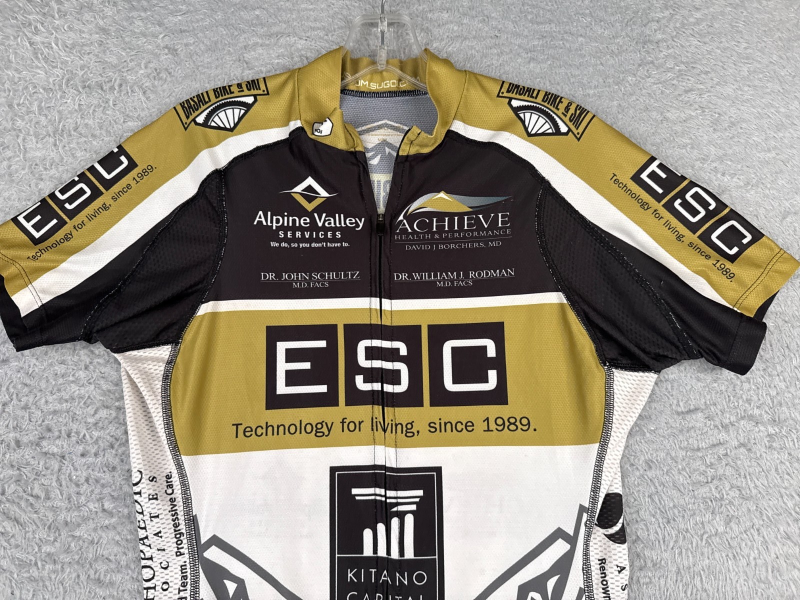 Sugoi Cycling Jersey Adult Medium Gold Black Full Zip Short Sleeve Poly