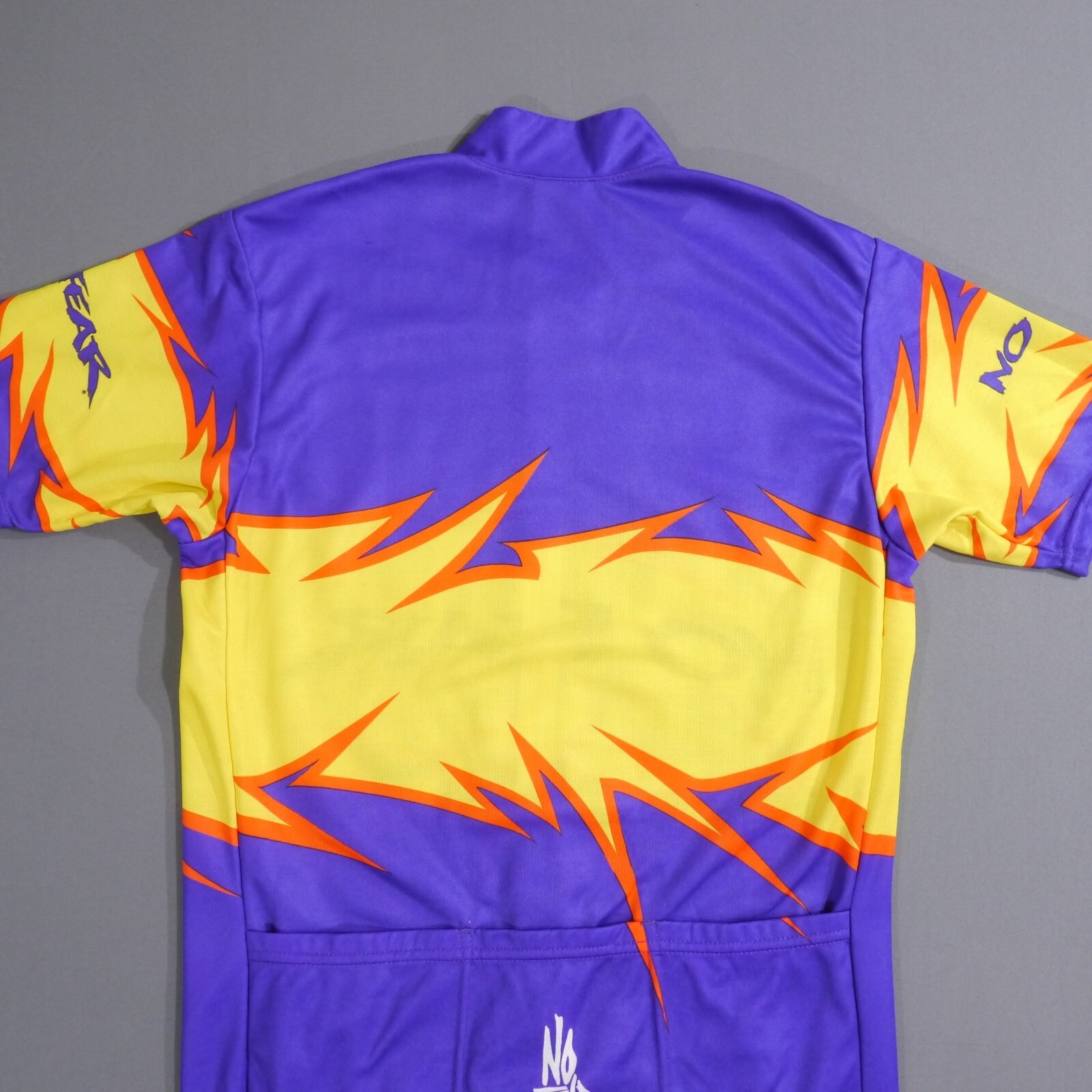 VTG 90’s USA No Fear Cycling Jersey Purple Zip All Over Print Fire Size Small