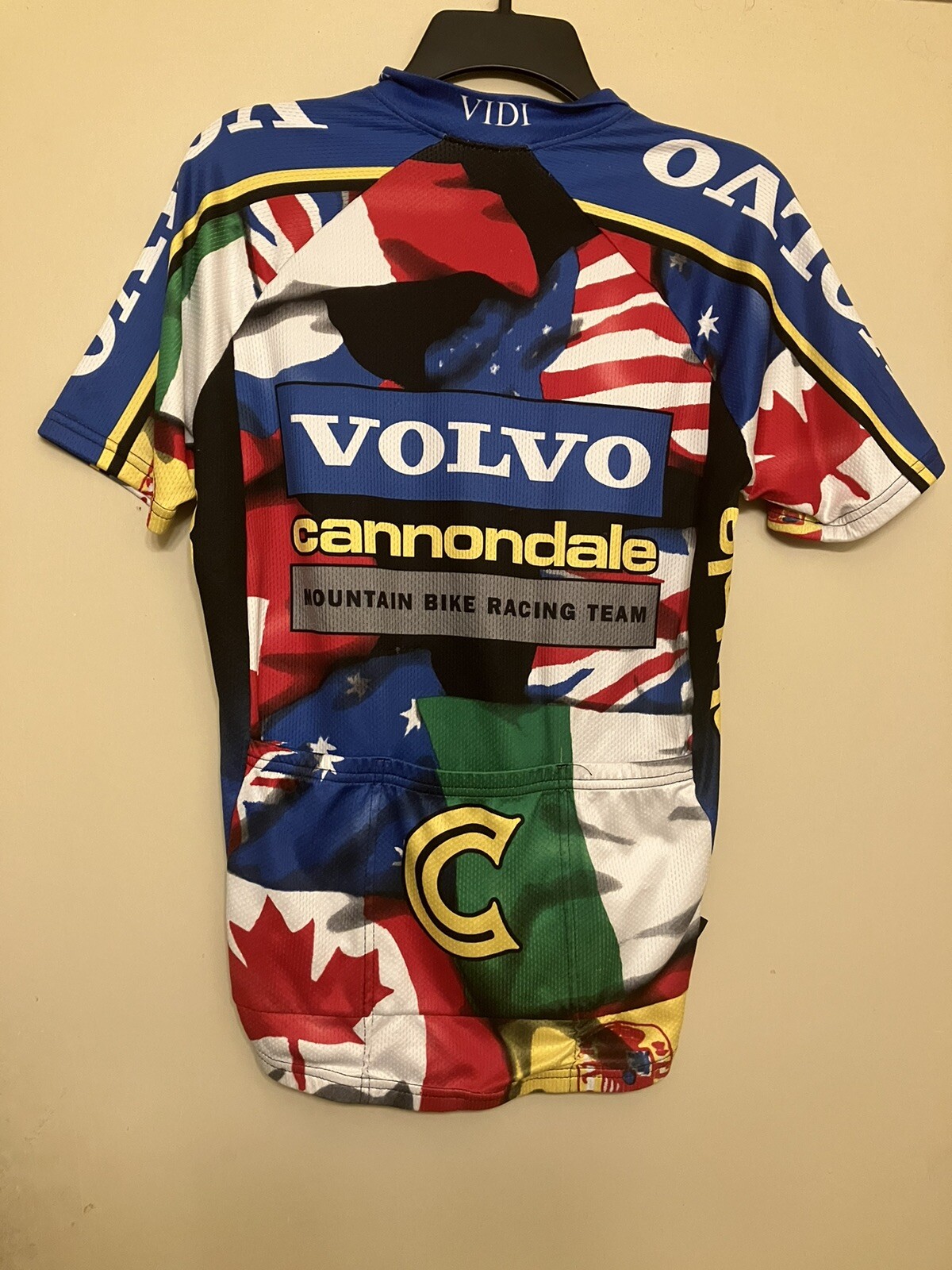 Vintage Cannondale Mountain Bike Race Team USA Flag Volvo Zip Jersey Size M