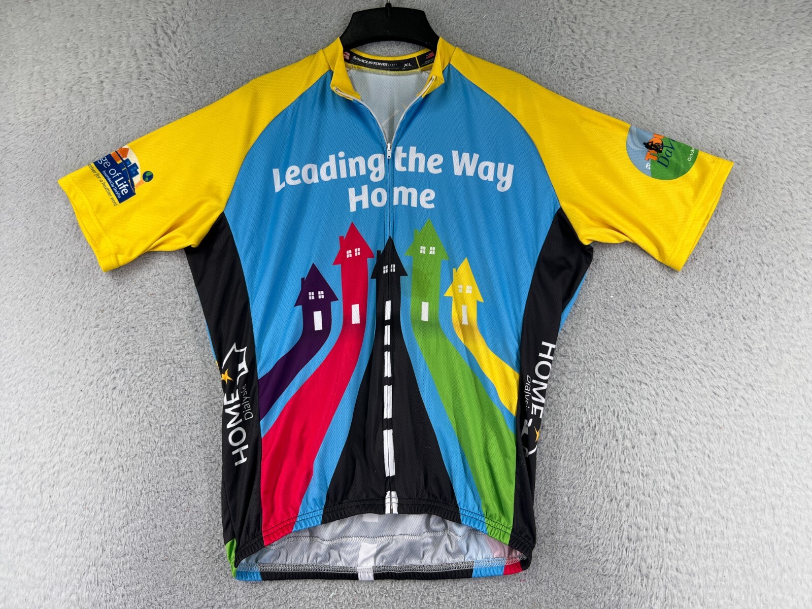 Savi Customs Cycling Jersey Adult Extra Large Blue Yellow Full Zip Polyester