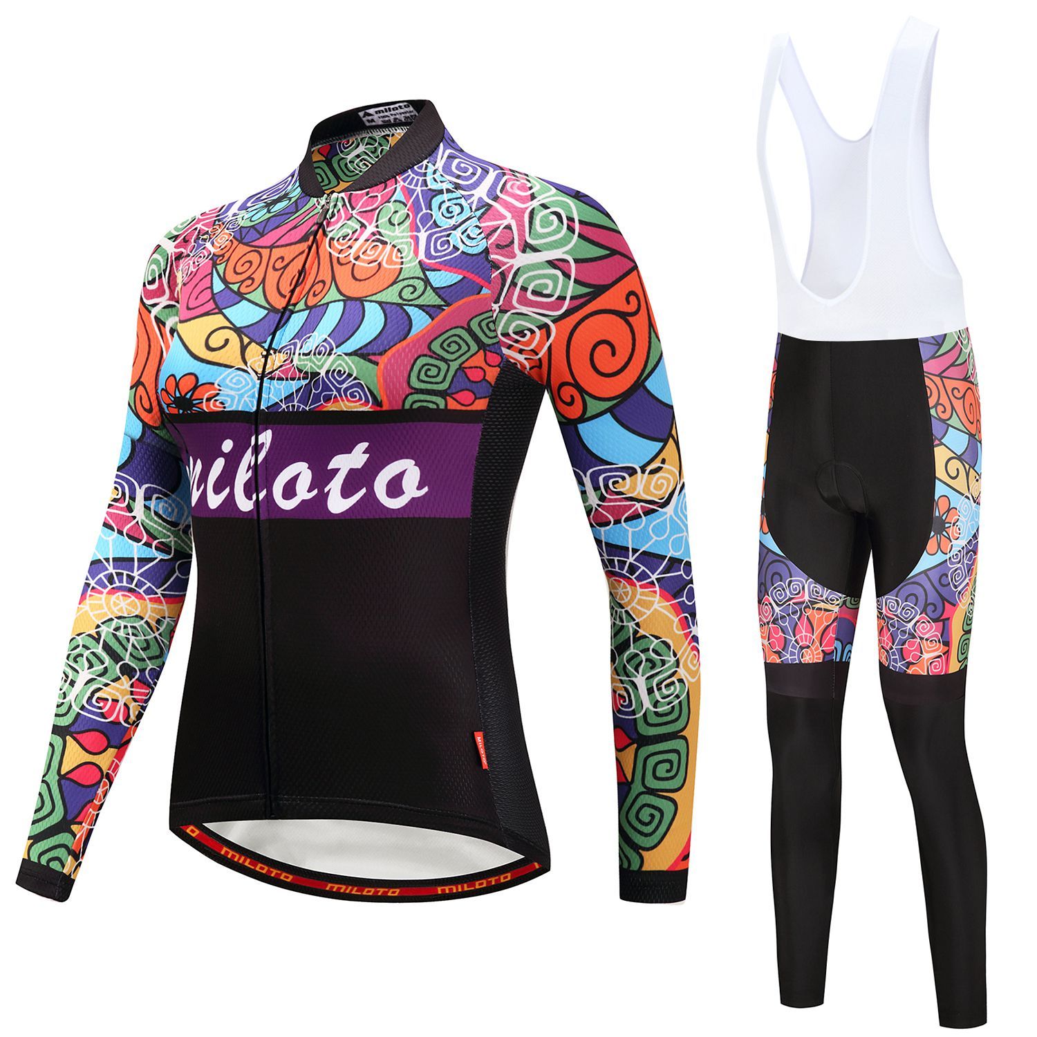 Women’s Cycling Clothes Long Sleeve Jersey and (Bib) Tights Pants Padded Kit